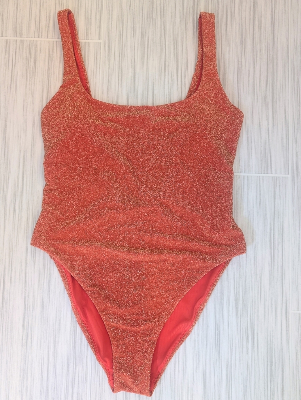aerie Shimmer Orange Metallic One-Piece Swimsuit